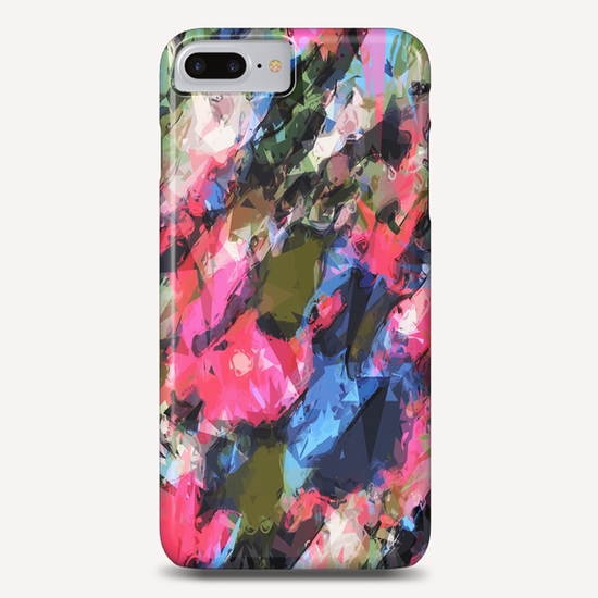 psychedelic geometric pattern painting abstract background in pink blue green Phone Case by Timmy333