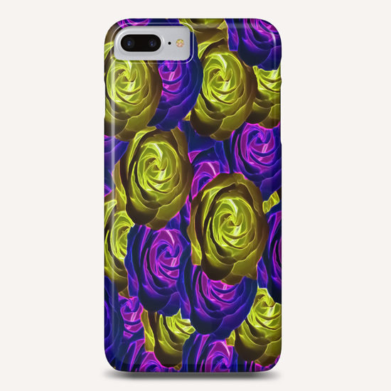 blooming rose texture pattern abstract background in pink purple yellow Phone Case by Timmy333