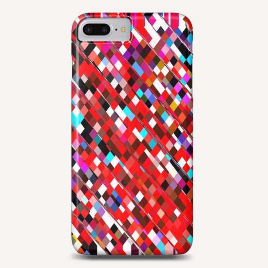 geometric square pixel pattern abstract background in red blue pink Phone Case by Timmy333