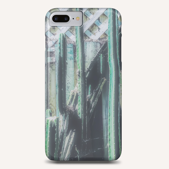 closeup green cactus with old vintage wood background Phone Case by Timmy333