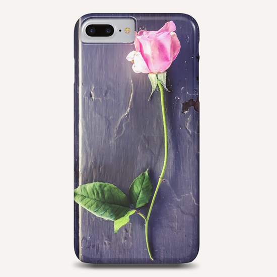 pink rose with wood table background Phone Case by Timmy333