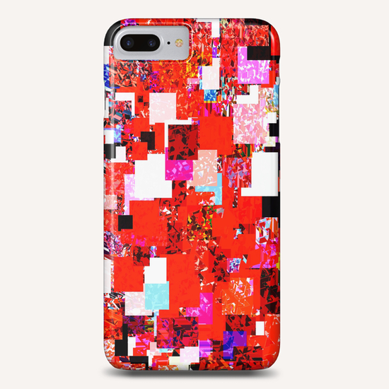 geometric square pixel pattern abstract in red blue pink Phone Case by Timmy333