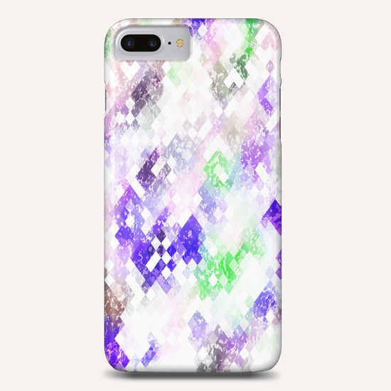 psychedelic geometric pixel abstract pattern in purple green pink Phone Case by Timmy333