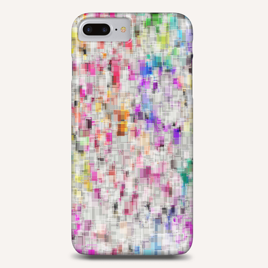 psychedelic geometric square pixel pattern abstract background in pink purple blue yellow Phone Case by Timmy333