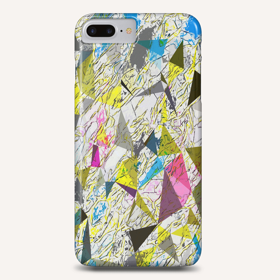 psychedelic geometric triangle polygon pattern abstract in yellow blue pink Phone Case by Timmy333