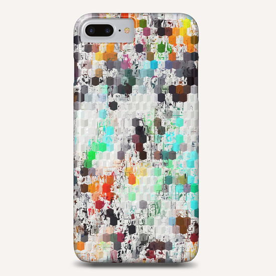 psychedelic geometric square pattern abstract background in blue orange red yellow green brown Phone Case by Timmy333