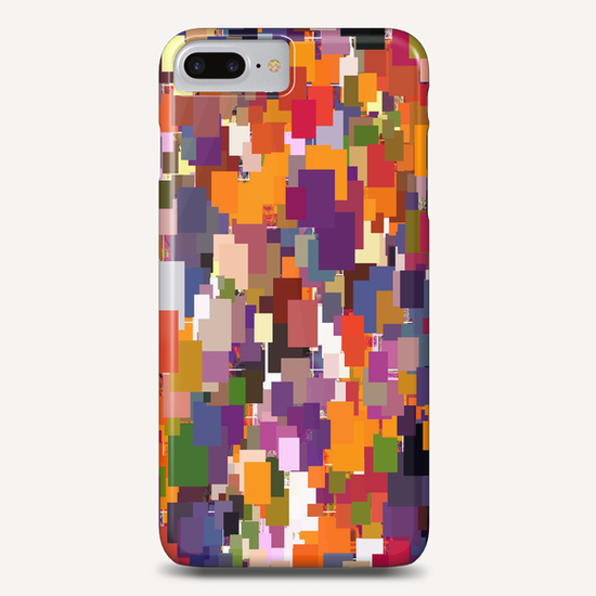 psychedelic geometric square pixel pattern abstract background in brown orange purple pink green Phone Case by Timmy333