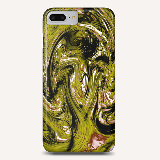 psychedelic spiral line pattern painting abstract background in green Phone Case by Timmy333