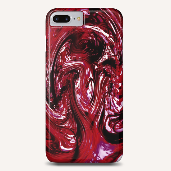 psychedelic spiral line pattern painting abstract background in red Phone Case by Timmy333