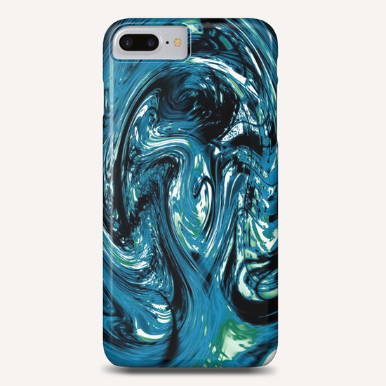 psychedelic spiral line pattern painting abstract background in blue and green Phone Case by Timmy333