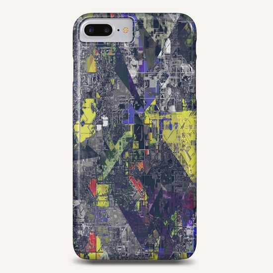 psychedelic geometric triangle polygon pattern abstract in blue yellow black Phone Case by Timmy333