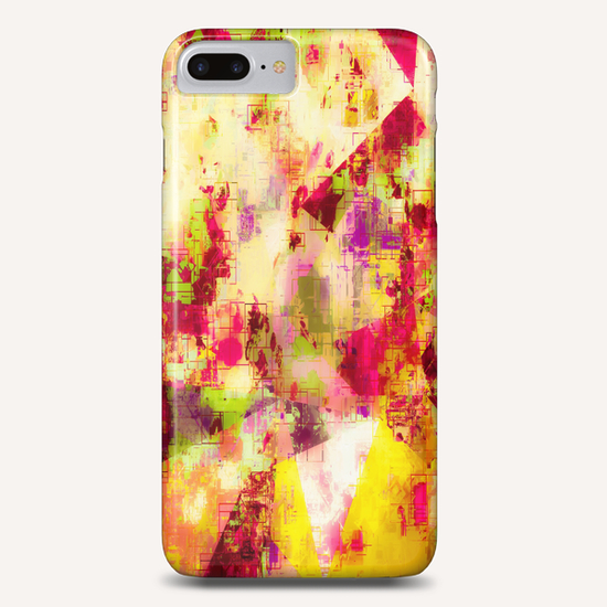 psychedelic geometric triangle polygon pattern abstract background in pink yellow red green Phone Case by Timmy333