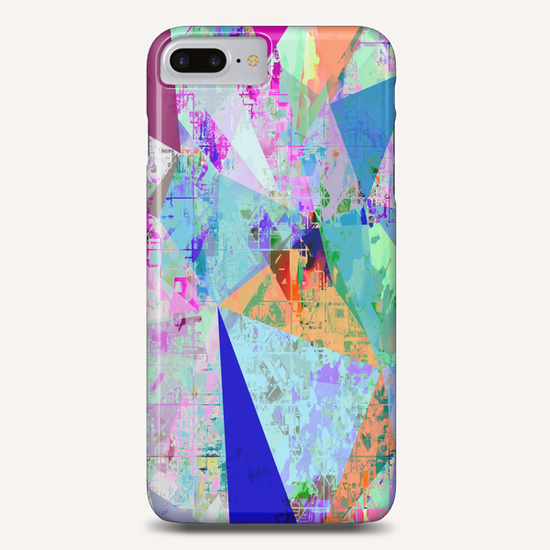 vintage psychedelic triangle polygon pattern abstract in blue pink green yellow Phone Case by Timmy333