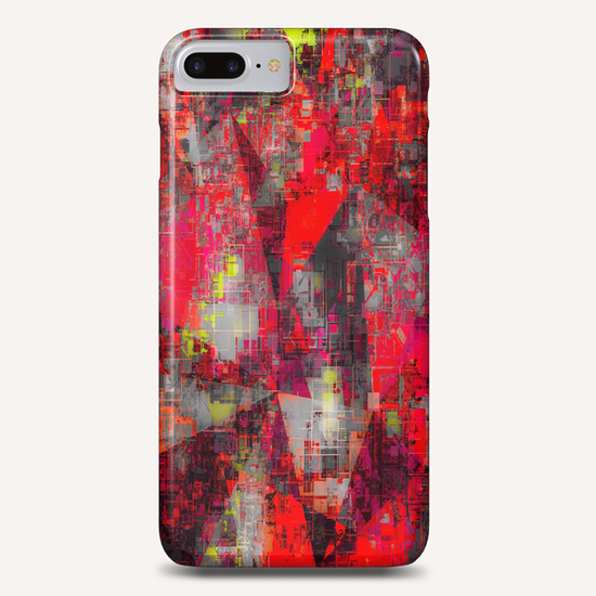 vintage geometric triangle polygon pattern abstract in red and yellow Phone Case by Timmy333