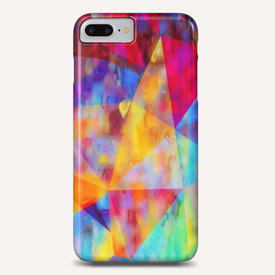 vintage psychedelic triangle polygon pattern abstract in orange yellow red blue purple Phone Case by Timmy333