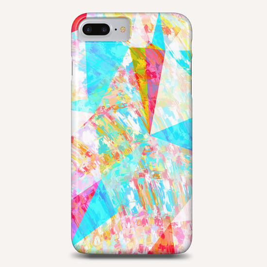 psychedelic geometric triangle polygon pattern abstract in blue pink yellow Phone Case by Timmy333