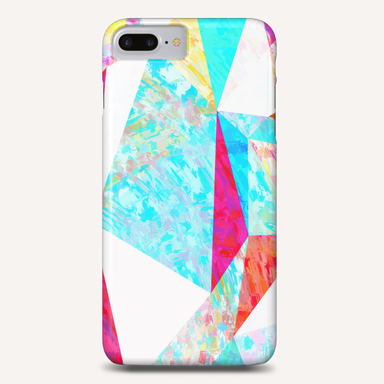 psychedelic geometric triangle polygon pattern abstract in blue pink yellow orange Phone Case by Timmy333