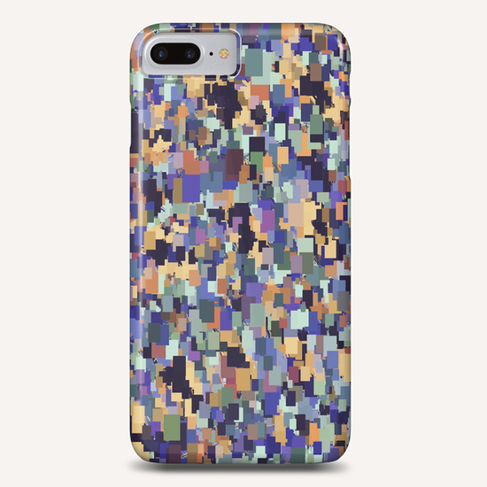 vintage geometric square pixel pattern abstract in purple blue brown Phone Case by Timmy333