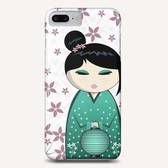 Pink flower kokeshi Phone Case by PIEL Design