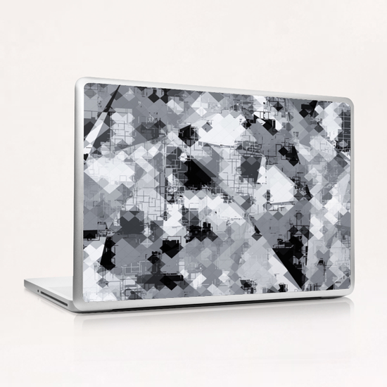 geometric square pixel pattern abstract background in black and white Laptop & iPad Skin by Timmy333