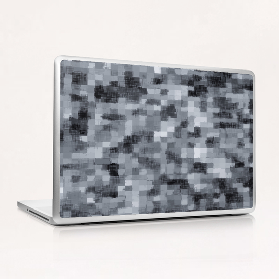 geometric square pattern abstract background in black and white Laptop & iPad Skin by Timmy333