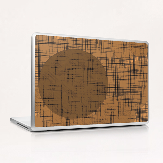 geometric square and circle pattern in brown Laptop & iPad Skin by Timmy333