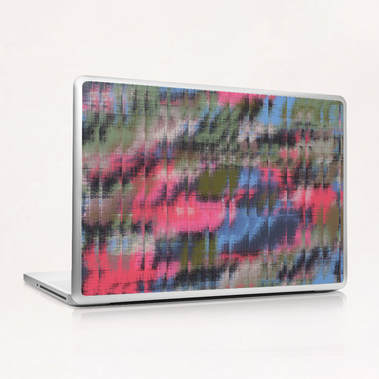 psychedelic geometric abstract pattern in pink blue green Laptop & iPad Skin by Timmy333