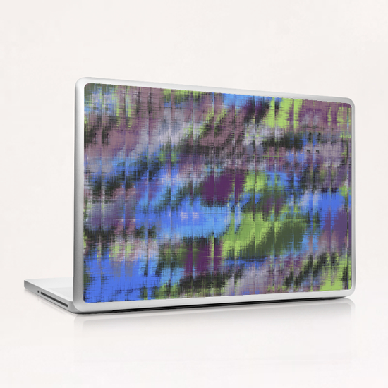 psychedelic geometric abstract pattern in blue green brown Laptop & iPad Skin by Timmy333