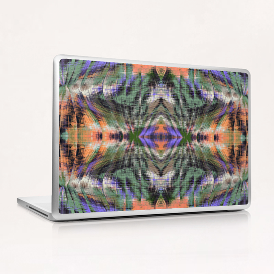 geometric symmetry pattern abstract background in green purple orange Laptop & iPad Skin by Timmy333