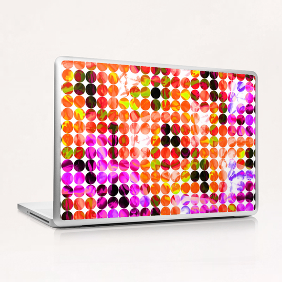 circle pattern abstract background with splash painting abstract in orange green pink Laptop & iPad Skin by Timmy333