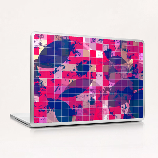 geometric square and circle pattern abstract background in red pink blue Laptop & iPad Skin by Timmy333