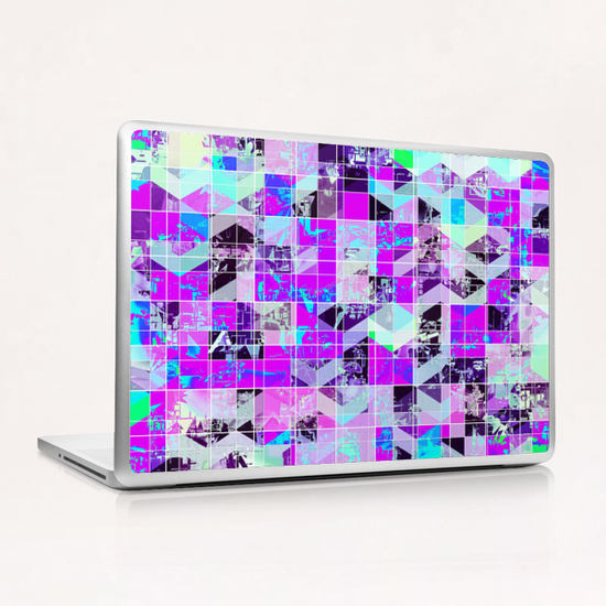 geometric square pattern abstract in purple blue Laptop & iPad Skin by Timmy333