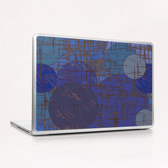 geometric circle and square pattern abstract in blue and purple Laptop & iPad Skin by Timmy333