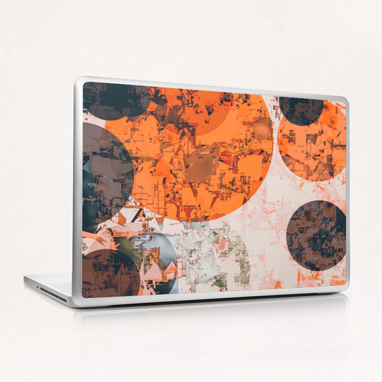 geometric circle pattern abstract in orange and brown Laptop & iPad Skin by Timmy333