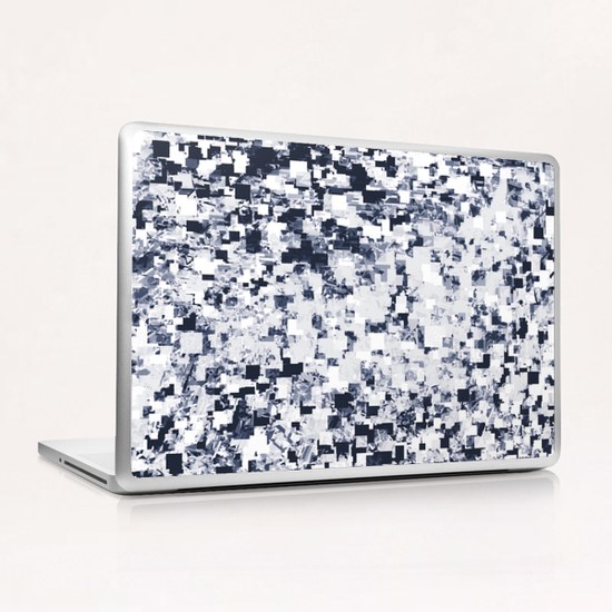 geometric square pattern abstract background in black and white Laptop & iPad Skin by Timmy333