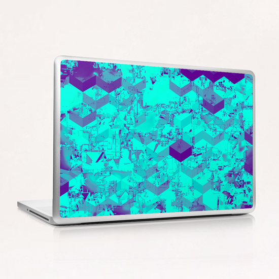 geometric square pattern abstract in blue Laptop & iPad Skin by Timmy333