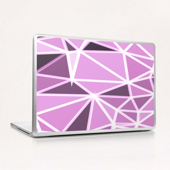 geometric triangle pattern abstract background in pink and white Laptop & iPad Skin by Timmy333