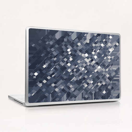 geometric square pixel pattern abstract background in black and white Laptop & iPad Skin by Timmy333