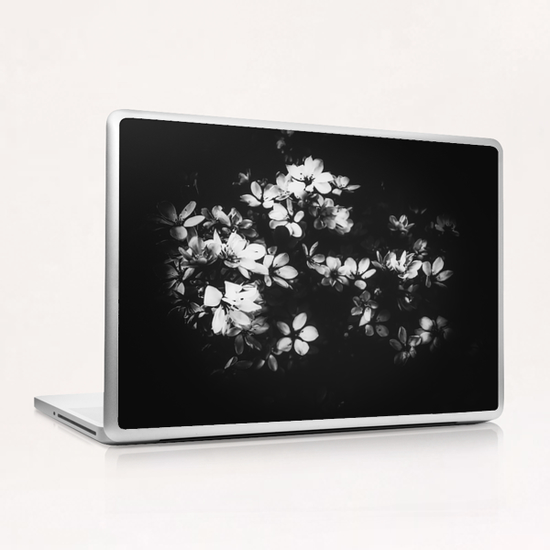 flowers background in black and white Laptop & iPad Skin by Timmy333