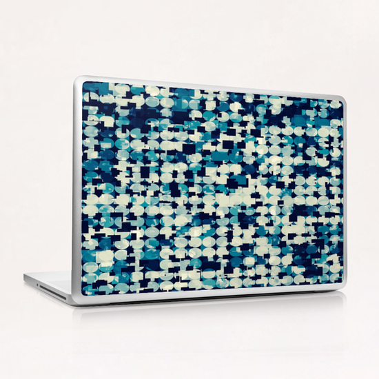 geometric square and circle pattern abstract in blue green Laptop & iPad Skin by Timmy333