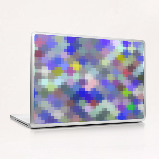 geometric square pixel pattern abstract in blue purple pink Laptop & iPad Skin by Timmy333