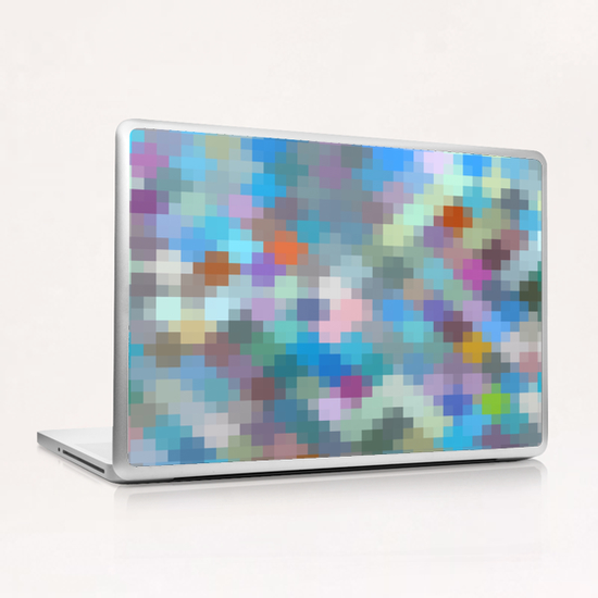 geometric square pixel pattern abstract in blue pink green Laptop & iPad Skin by Timmy333