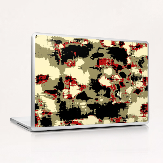 vintage psychedelic geometric painting texture abstract in red brown black Laptop & iPad Skin by Timmy333