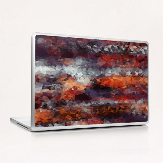 psychedelic geometric polygon shape pattern abstract in orange brown red black Laptop & iPad Skin by Timmy333