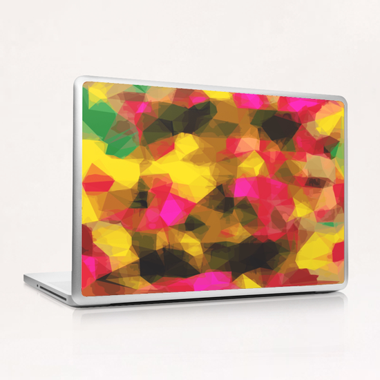 psychedelic geometric polygon shape pattern abstract in pink yellow green Laptop & iPad Skin by Timmy333