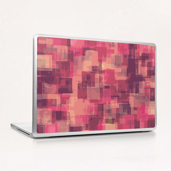 psychedelic geometric square pattern abstract in pink and purple Laptop & iPad Skin by Timmy333