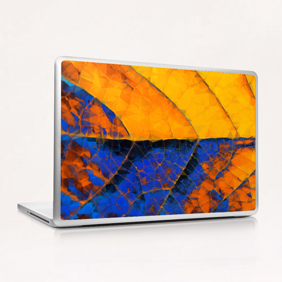 closeup leaf texture geometric triangle abstract pattern in blue orange yellow Laptop & iPad Skin by Timmy333