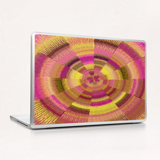 geometric polygon abstract pattern in pink and yellow Laptop & iPad Skin by Timmy333