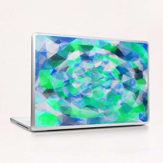 geometric polygon abstract pattern in blue and green Laptop & iPad Skin by Timmy333