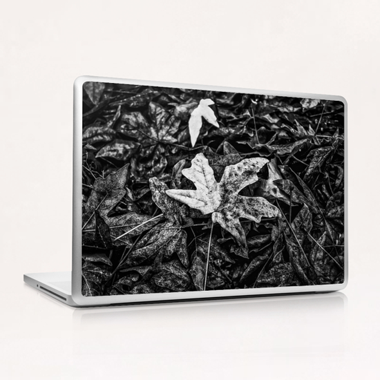 maple leaves in black and white Laptop & iPad Skin by Timmy333